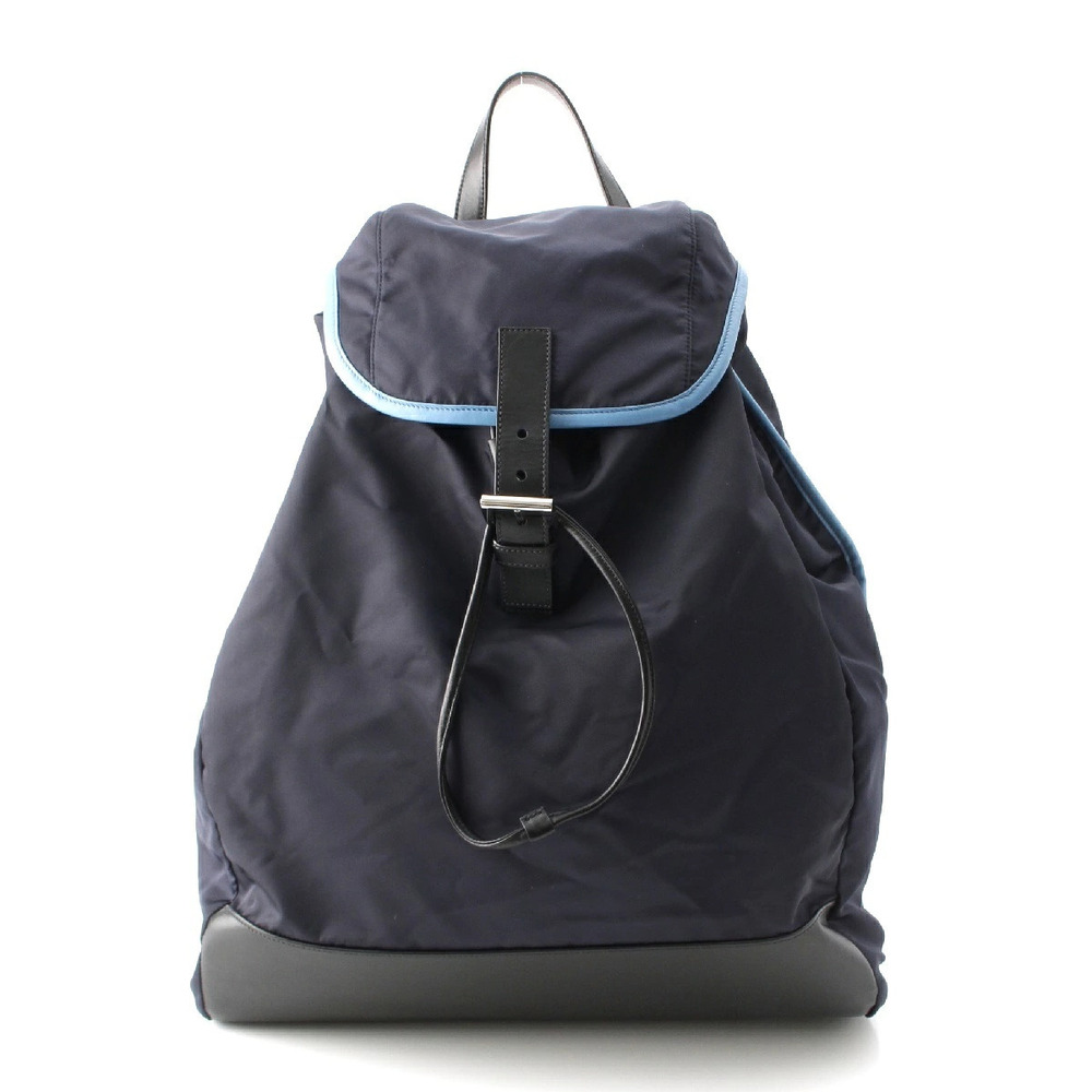 Prada Triangle Plate Backpack Daypack Navy Blue
